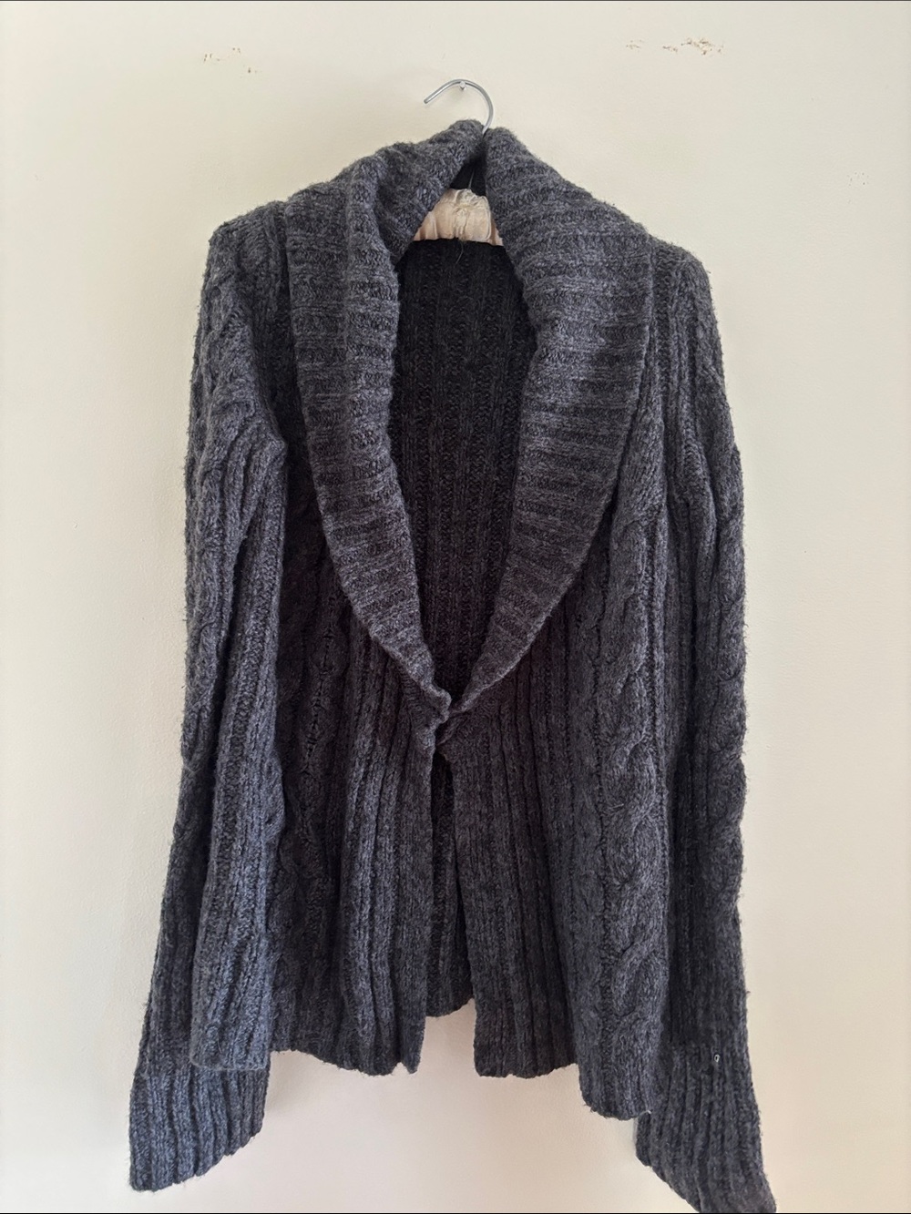 Express Charcoal Cable Shawl Collar Cardigan